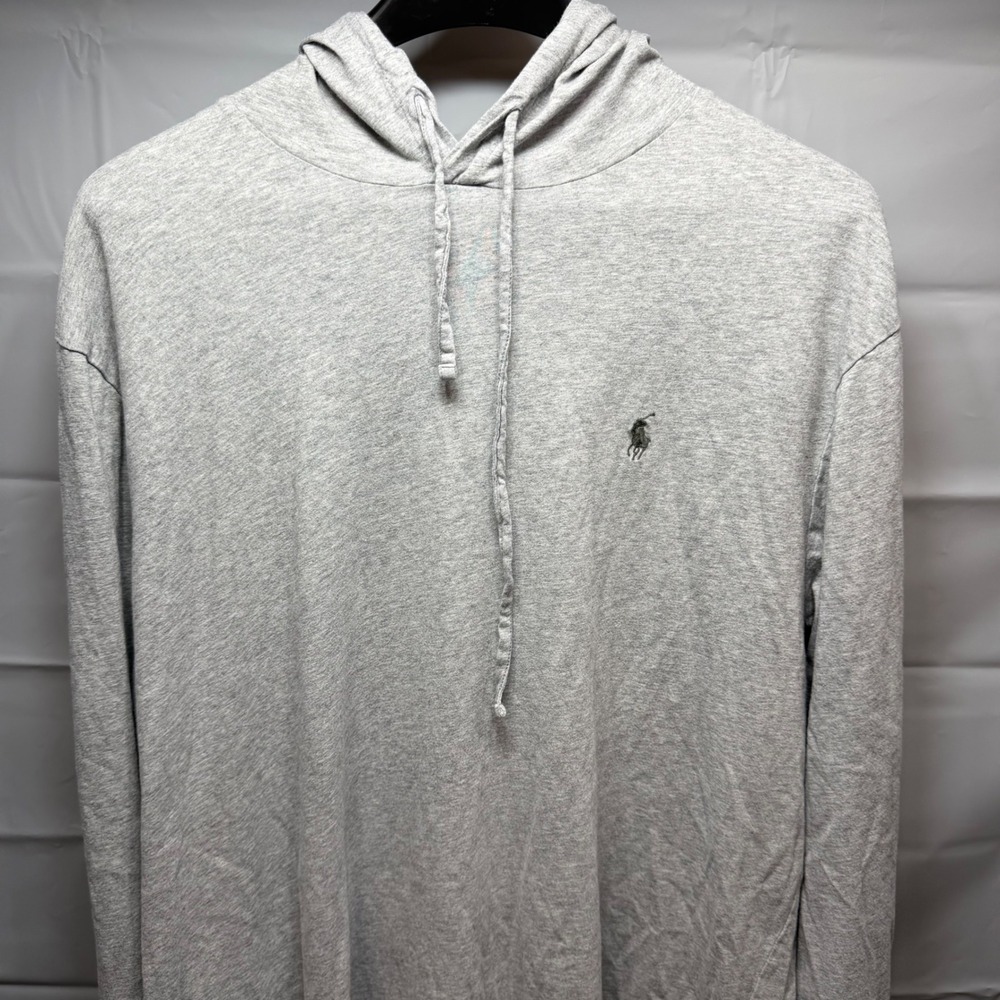Polo Ralph Lauren Mens Heather Grey Long Sleeve Hooded T-Shirt Pony Logo XL